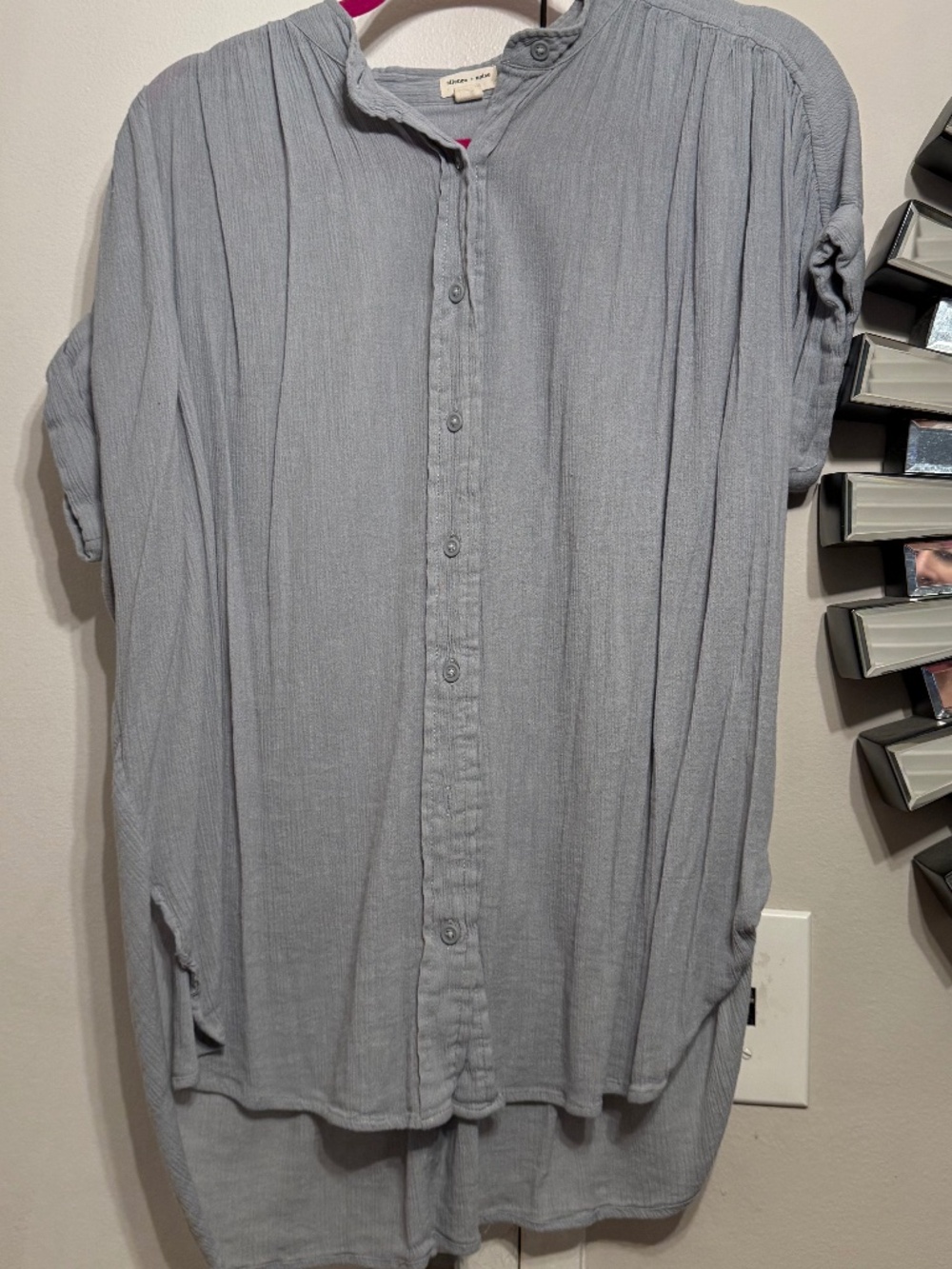 Silence & Noise Light Blue Gauze Top Size Medium